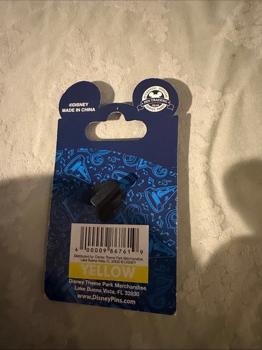 Disney Theme Park Pin Backing Card in Navy Blue with Yellow Accent - Picture 2 of 2
